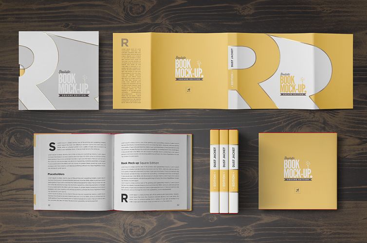 Square Book Mock-up / Dust Jacket