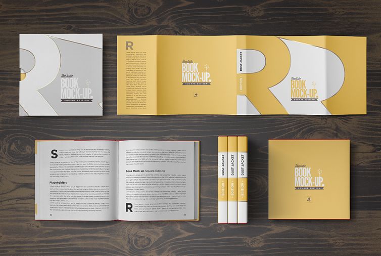 Square Book Mock-up / Dust Jacket