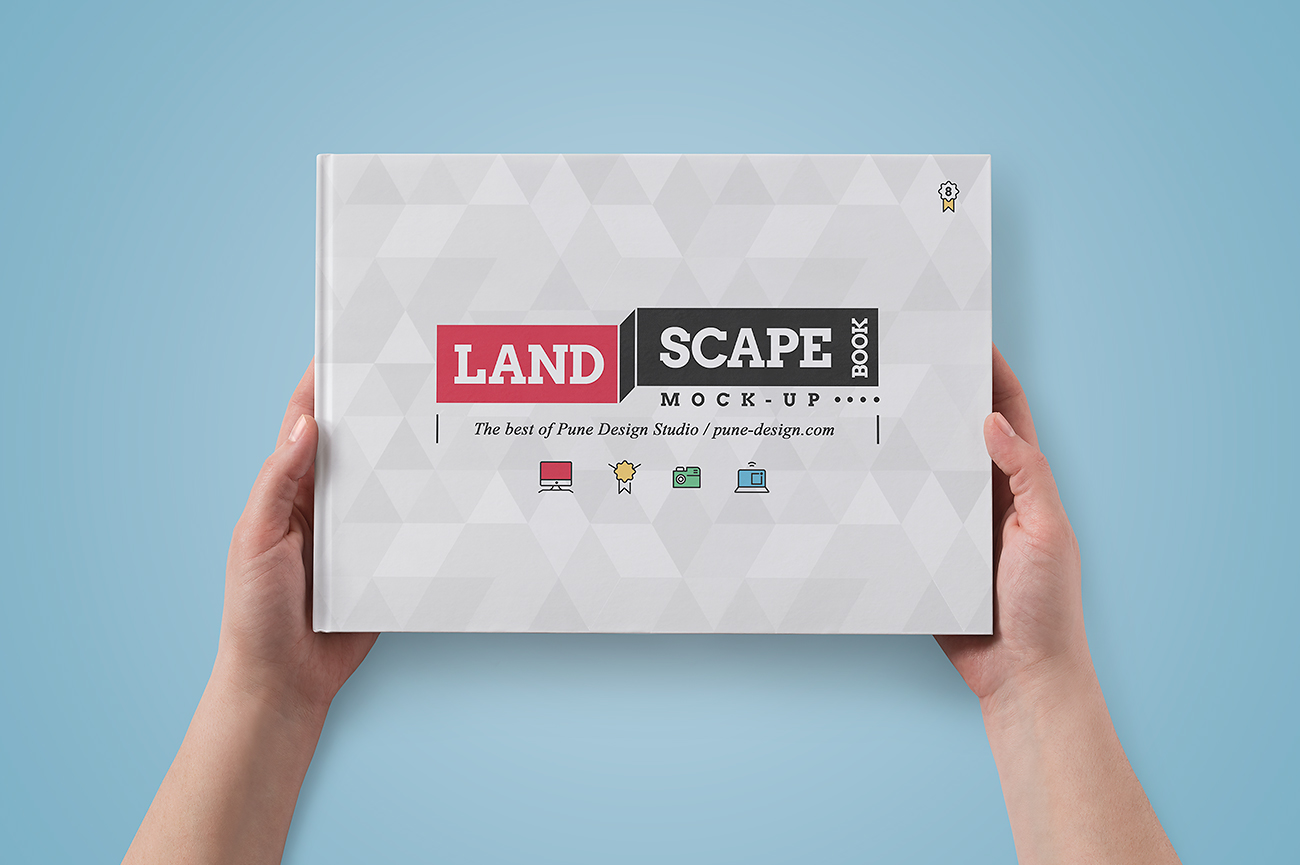 Landscape Book Mock-Up Set - Pune Design